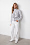 Women's Grimelange Stand Collar Ornamental Buttoned Zippered Stand Collar Jacket Alc-X15805 - 4