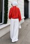 Elastic Striped Detailed Bomber Jacket Tsd260277 Red - 6