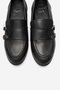 Daly Black Skin Genuine Leather Buckle Women's Loafer Shoes - 4