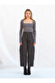 Women's Anthracite Bodysuit Square Neck Long Sleeve Basic Knitted Viscose Blend - 3