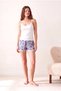Women's Cotton Lilac Floral Patterned Rope Strap Lace Detailed Shorts Pajama Set Pjlouise