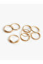 Stone Detailed Steel Mixed 8-Piece Ring Set - 3