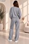 Women's Plain Crew Neck Wide Leg Two-Piece Tracksuit Set Regular Fit - 2