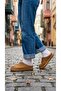 Women's Tan Fur Suede Textured House Slippers 3 cm Bynduggmtf01 - 4