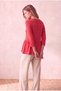 Women's Viscose Blended Azalea Pink 3/4 Sleeve Crew Neck Skirt Gathered Blouse Esther - 3