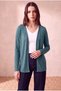 Women's Viscose Blended Mediterranean Blue Melange Long Sleeve Open Front Cardigan Esther