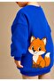 3 Yarn Combed Cotton Fox Printed Unisex Children's Crewneck Sweat Qs6