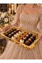 Luxury Gold Handle Rose Detailed Footed Rectangular Promise, Engagement, Dowry, Coffee, Tea Presentation Service Tray - 3