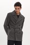 Men's Relax Fit Comfortable Cut Wide Double-Breasted Collar Double Row Buttoned Lined Pocketed Gray Cashmere Coat
