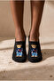 Unisex Teddy Patterned Sneaker Invisible Socks Black - 2