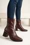 Women's Pedra Brown Stretch 6 cm Thick Heels - 2