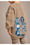 3 Yarn Combed Cotton Robot Printed Unisex Children's Crewneck Sweatshirt Qs7