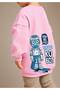 3 Yarn Combed Cotton Robot Printed Unisex Children's Crewneck Sweatshirt Qs7