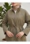 Waist-Tie Zippered Hijab Trench Coat - Khaki - 2