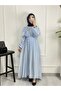 5162-1 Drawstring Long Dress with Metal Accessory Detail - 2