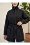 Waist-Tie Zippered Hijab Trench Coat - Black - 3