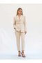 Women's Stone High Waist Slit Detailed Carrot Cut Ankle Length Woven Trousers - 3
