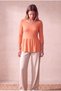 Women's Peach 3/4 Sleeve Crew Neck Skirt Gathered Blouse Esther - 4