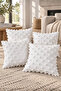 Chenille Fabric Cream Color Hidden Zipper Cushion Cover Set 4 Pieces (41 X 41 cm)