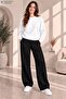 Women's Plain Crew Neck Wide Leg Two-Piece Tracksuit Set Regular Fit