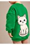 3 Yarn Combed Cotton Cat Printed Unisex Children's Crewneck Sweat Qs3