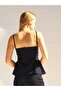 Women's Navy Blue Bustier Floral Formed Thin Strap Peplum Cut Crop Top - 4