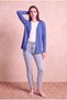 Women's Viscose Blended Blue Melange Long Sleeve Open Front Cardigan Esther - 2