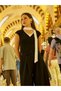 Women's Black Scarf Collar Layered Look V-Neck Sleeveless Knitwear Blouse - 6