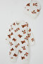 Baby Boy Jumpsuit with Cute Teddy Bear Pattern 0-9 Months, Ecru - 3