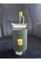 Heat-Resistant 550ml Glass Cold Coffee Cup with Straw and Lid, Flower-Patterned Soft Drink Cup - 6