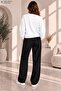 Women's Plain Crew Neck Wide Leg Two-Piece Tracksuit Set Regular Fit - 2