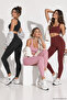 Women's Black-Dry Rose-Brick High Waist Soft Textured Gathering Premium Long Leggings - 4