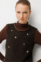 Ornamental Buttoned Mini Dress with Blouse Inside - 5