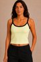 Women's Thin Straps Contrast Ribbed U-Neck Ribbed Crop Tank Top