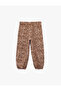 Leopard Patterned Balloon Form Pants with Elastic Waist - 5