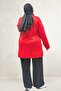 58173 Plus Size Modal Tunic with Fringe Detail - Red - 5