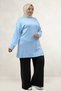 58173 Large Size Modal Tunic with Fringe Detail - Baby Blue - 4