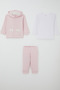 Baby Girl Bodysuit 3-Piece Set with Bow Embroidery, 4 Months - 1 Year, Pink