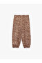 Leopard Patterned Balloon Form Pants with Elastic Waist - 4