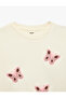 Butterfly Embroidery Detailed Crew Neck Long Sleeve Embroidered Sweatshirt - 4