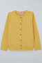 Girl's Cardigan with Buttons, Thin Stripes, 8-12 Years, Yellow - 4