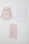Baby Girl Bodysuit 3-Piece Set with Bow Embroidery, 4 Months - 1 Year, Pink - 2