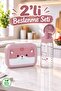 2-Piece Hobby Children's School Nutrition Set – 1.4 Lt Compartmented Lunch Box and 550 ml Water Bottle with Straw Set