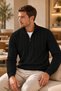 Men's Standard Fit Hair Knit Half Zipper Knitwear Sweater - 2