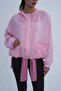 Women's Pink Hooded Slim Jacket - 4