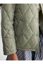 Xside Khaki Hooded Quilted Women's Puffer Jacket - 3