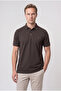 Ds Damat Regular Fit Brown Pique Textured T-Shirt