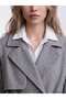 Özmarka New Season Gray Double-Breasted Collar Oversize Women's Cashmere Coat - 3