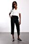 Black Straight Cut Fabric Trousers 13639 - 2