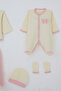 Baby Girl Hospital Release Outfit, 8-Piece Set with Bow Embroidery, 0-3 Months, Cream - 4